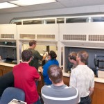 Shelby M. Fischer, Penn College student and PIRC research assistant, conducts a Differential Scanning Calorimetry demonstration in the Materials Testing Lab. Shelby M. Fischer, Penn College student and PIRC research assistant, conducts a Differential Scanning Calorimetry demonstration in the Materials Testing Lab.
