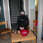 A Village resident offers a wet-suit welcome. A Village resident offers a wet-suit welcome.