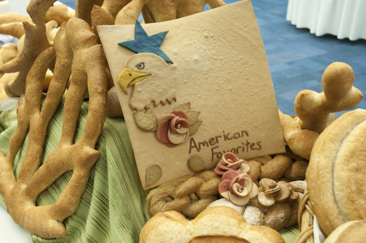Students make a bread display in the tradition of the World Baking Cup.