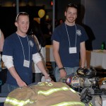 Thomas M. Whitehouse (left) and Keith D. Vandegrift, both graduating next month with degrees in residential construction technology and management, show the selfless side of "degrees that work" : both are members of the Independent Fire Co. on Clark Street in South Williamsport.