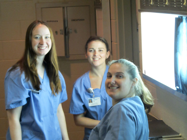 Radiography students stand ready to guide groups through their high-tech facility.