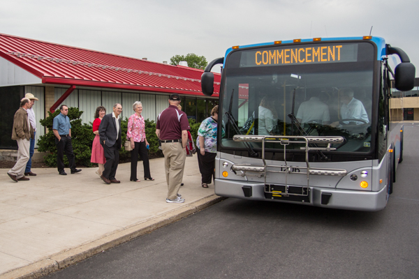 River Valley Transit buses carried graduates and their guests from campus to commencement and back.