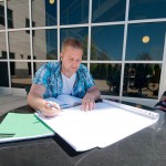 Troy L. Confer, a building automation technology: heating, ventilation and air conditioning technology concentration major from Watsontown, finds a contemplative spot just outside the Madigan Library. Troy L. Confer, a building automation technology: heating, ventilation and air conditioning technology concentration major from Watsontown, finds a contemplative spot just outside the Madigan Library.