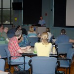 Tom Gregory, associate vice president for instruction, welcomes adjunct faculty members in Penn's Inn. Tom Gregory, associate vice president for instruction, welcomes adjunct faculty members in Penn's Inn.