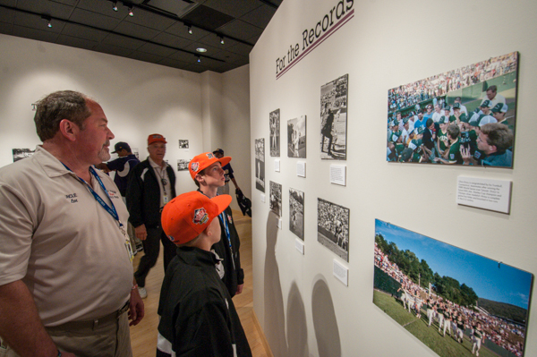 Players, coaches and Little League guardians get an eyeful during a brief stopover in The Gallery at Penn College.