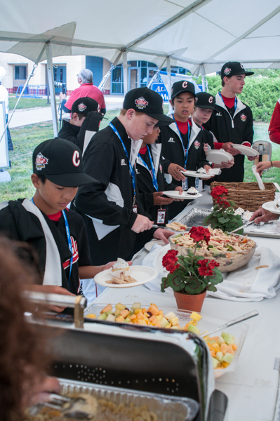 Champs of the Canada Region (representing Ottawa, Ontario), move through the dining line.