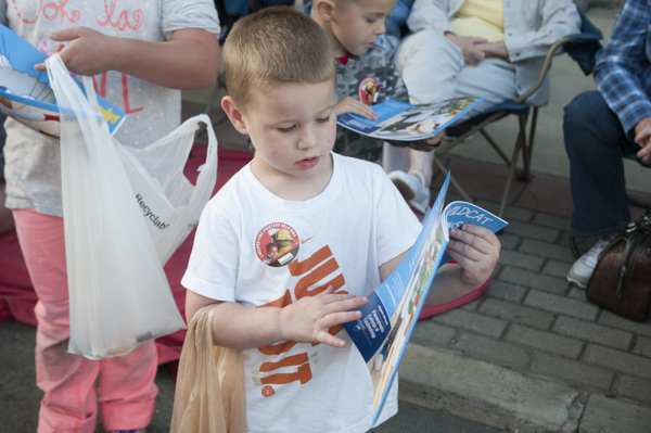 A youngster explores his new gift.