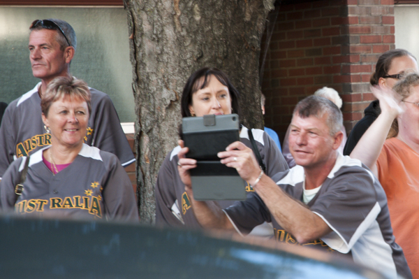 A fan of the Australia team records the festivities.
