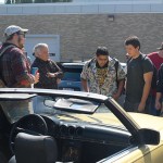 Students surround a 1982 Mercedes-Benz 380SL, owned by AACA member Bill Seely, of Mechanicsburg (second from left).