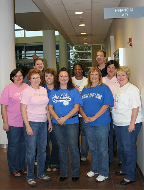 Decked out in its Penn College attire, the Financial Aid Office staff colorfully observes Wildcat Pride Week.