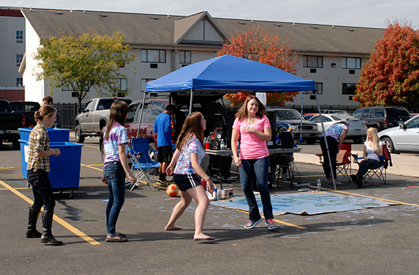 The Residence Hall Association won the $100 prize for the best tailgate, where visitors had the option to dip their feet in washable paint and leave their mark (temporarily) on the dance floor.