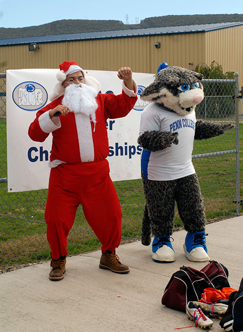 Even though the weather was highly unsuitable for sleigh travel, a familiar guest takes a dance break with the Wildcat.