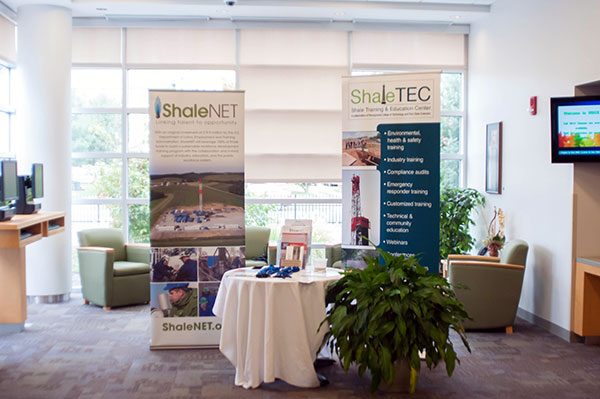 The college's noncredit training for the natural gas industry is represented by a ShaleNET display in the BWD.