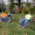 From left, Nicholas D. Foreman, of Rockwood; Jonathan L. Rishel, of Milton; and Tyler J. Fatzinger, of Catasaqua, enjoy the unique stone couch and chair at Chanticleer Gardens. Foreman and Fatzinger are enrolled in ornamental horticulture: landscape technology emphasis; Rishel majors in ornamental horticulture: plant production emphasis.