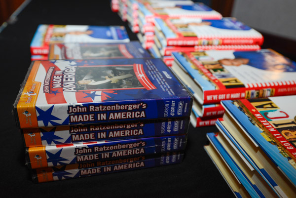 Ratzenberger's videos and books, available for signing at the CAC