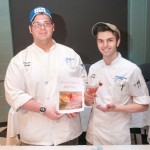 Hospitality management student Patrick N. Goldy, of Williamsport (left), and culinary arts and systems major Christopher S. Kasler, of Kendall Park, N.J., show off their winnng “mocktail,” an energy drink/cranberry juice martini they dub the "Maroon Dragon."