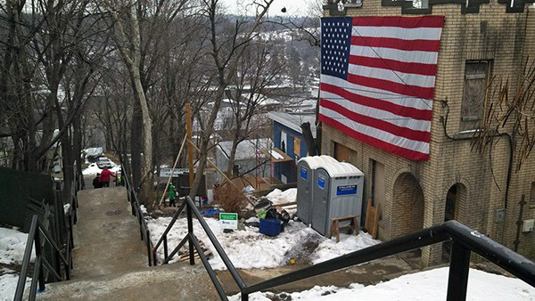 Old Glory oversees the Habitat work crews.
