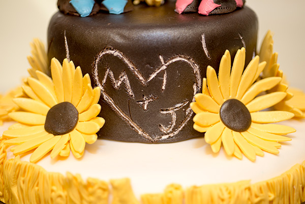 The nuptial couple carved their initials ...