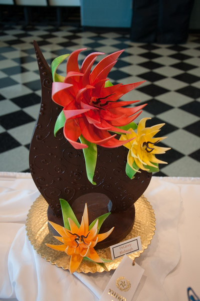A chocolate centerpiece by DeLaney W. Blubaugh, of Waynesboro, receives third place.