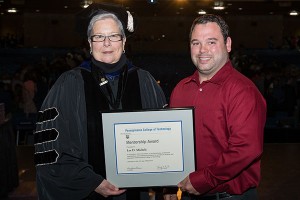 Lee D. Michels, of Herndon, Va., recipient of the Mentorship Award, with Penn College President Davie Jane Gilmour
