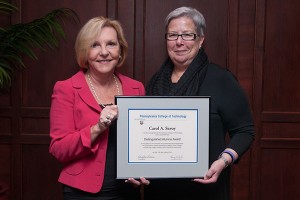 Carol A. Savoy, of Montoursville, recipient of the Distinguished Alumni Award, with Penn College President Davie Jane Gilmour