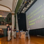 As they have for several years, Frater (background) and Lastique captivate a Penn College audience with their no-nonsense approach.