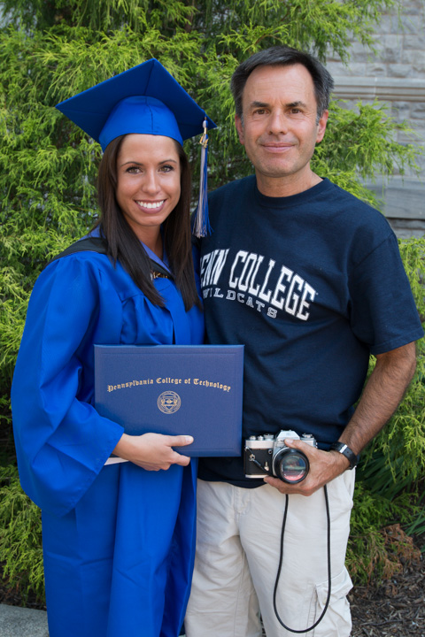 Stephanie M. Malatesta's father came equipped with a Penn College shirt and a camera. Malatesta, of Harrisburg, earned her radiography degree. 