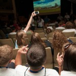 As a campus photo welcomes them back to the Klump Academic Center Auditorium, students add to their week of PFEW memories.