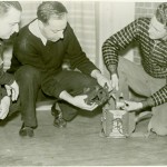 Williamsport Technical Institute students examine a gas mask, circa 1941.