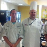 Students Timothy L. Kuntz, of Wyalusing, Jonathan T. Hall, of Williamsport, and Autumn E. MacInnis, of Trout Run, meet with Chef Joseph Cumm, recent winner of the Food Network's "King of Cones."