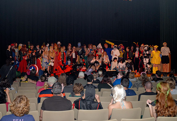 To the crowd's delight, scores of adult cosplayers fill the ACC Auditorium stage.