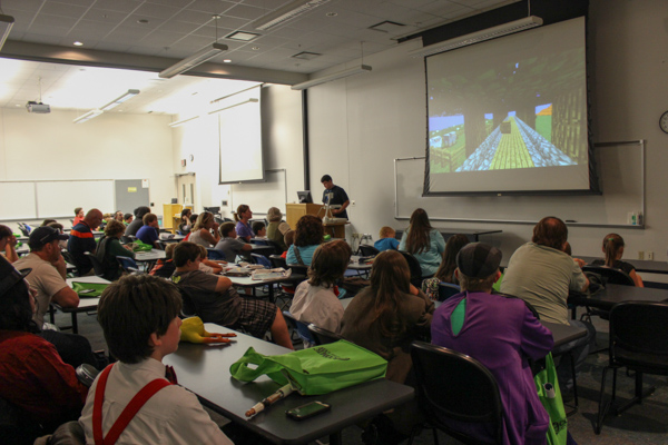 A well-attended session by the Minecraft YouTubers details the creation of online videos – and the Internet communities formed around them.