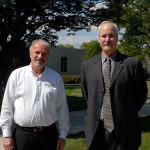 Hub director John F. Strittmatter (left) with one of the day's key speakers, Peter Rozelle, from the U.S. Department of Energy's Office of Fossil Energy, Division of Advanced Energy Systems ...