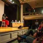 Gwendolyn A. Ntim sings for the audience and the panel of judges.
