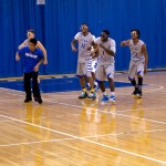 The men's squad fires up the crowd ...