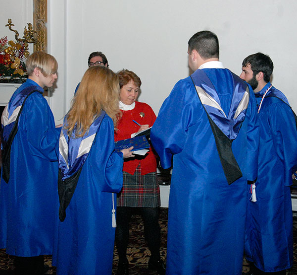 Carol A. Lugg, director of transfer initiatives, meets with soon-to-be Penn College graduates who began their education at other institutions.