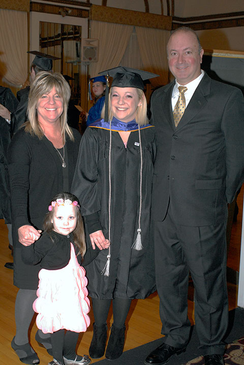 Marie E. Howey, a web and interactive media major, shares her special day with parents Donna and Keven Howey and daughter Maylene Cline.