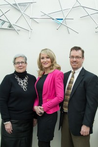 From left, Penn College President Davie Jane Gilmour and scholarship donors Monica and Daniel Klingerman