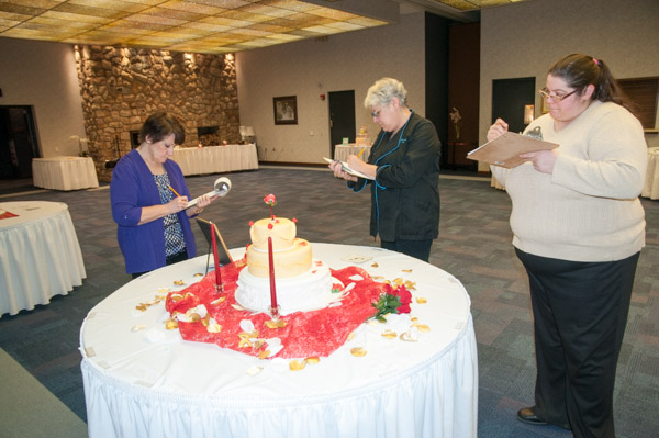 From left are judges Lynnette F. Stegmaier, who won the competition last year; Kim Morrison, owner of Cakes for Occasions in Spring Mills; and Eckert, ’01 and ’04, bakery manager for Redner’s Warehouse Markets in Reading.