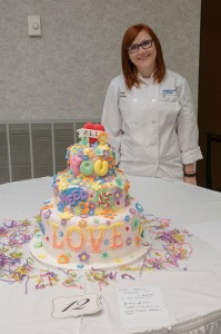 Jenna Zaremba, of Pottsville, was awarded second place for her cake in Penn College’s 2015 wedding cake competition. The theme for her cake was the Beatles’ “All You Need Is Love.”