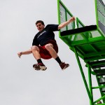 Frozen in time en route to a safe landing is Alexander C. McDonnell, of Brookhaven, enrolled in the business administration: marketing concentration.