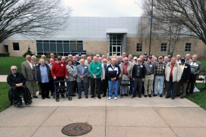 Forty-five graduates of Williamsport Technical Institute, a predecessor of Pennsylvania College of Technology from 1941-65, gather for a group photo on campus.