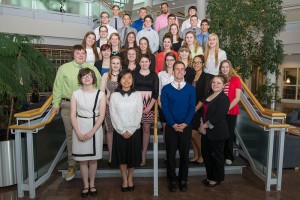 The 2015 graduating class of Penn College’s Youth Leadership Program assembles on the stairs of the Student & Administrative Services Center.