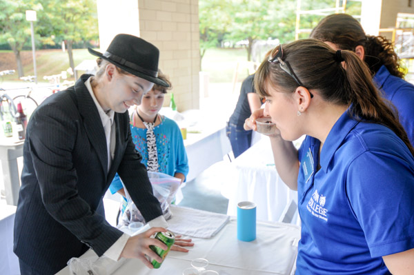 Stephanie C. Myers, of Catawissa, a culinary arts and systems student, dispenses a