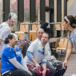 Senior softball player Nicole C. Lo Forno, an applied management major from Glen Mills, puts coach Jackie Klahold on the receiving end of a pitched pie. Looking on in shock and awe are women’s soccer coach John F. McNichol Jr. (standing); Matt J. Blymier, assistant director of athletics/sports information director; and baseball coach Chris H. Howard.