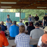 Tracy L. Brundage (left), vice president for workforce development, explains ETEC's significance as a vehicle for teaching teamwork and safety before introducing her colleagues in that enterprise. From left center are Diane H. Bubb, ShaleNET U.S. case manager; Craig Konkle, energy development emergency response coordinator for the Lycoming County Department of Public Safety; and Rex E. Moore, ShaleNET U.S. consultant/instructor.