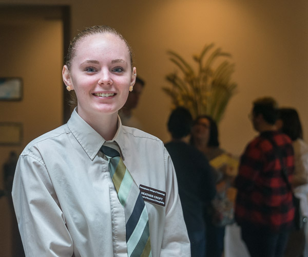 A welcoming presence in Le Jeune Chef is Heather L. Croft, a member of the restaurant's waitstaff.