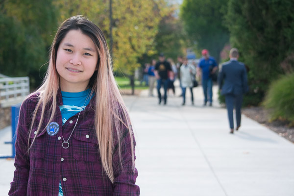 Kiana Lougie, of Pittsford, N.Y., is among the potential enrollees touring campus.