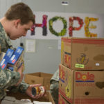 The writing on the wall tacitly informs the altruistic mission of Cadet John Harshbarger, a pre-med/psychology student at Lycoming.