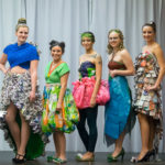 Mahaffey (left) joins her runway entourage: Samantha M. Via, Jasmin Vega, Meghan J. Herman and Alexandra Pyda. Pyda is a nursing major; the others are enrolled in industrial design.